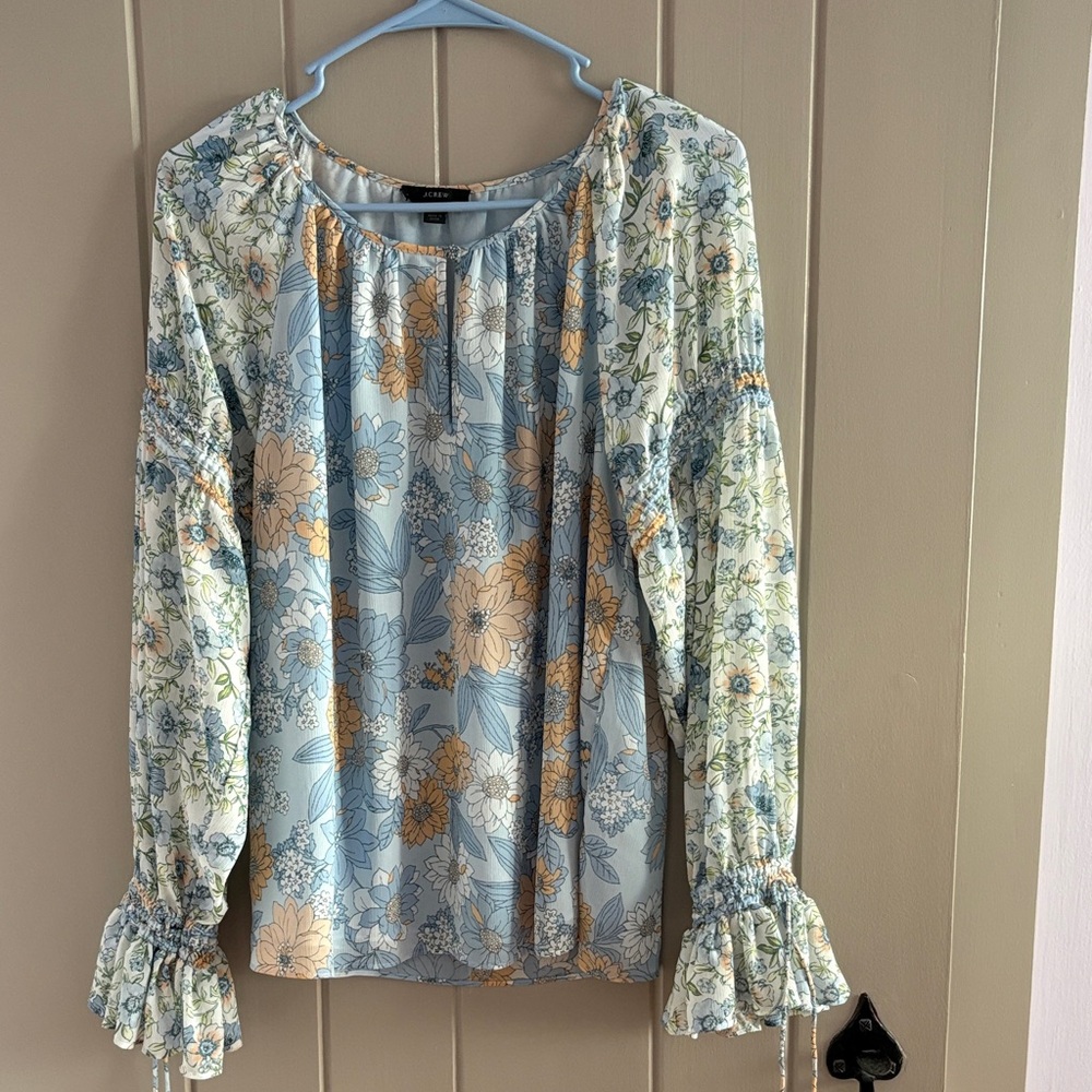 J. Crew Floral Blouse - Blue and Yellow